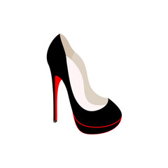 Fashion women's shoe with high heel  icon sign footwear icon illustration