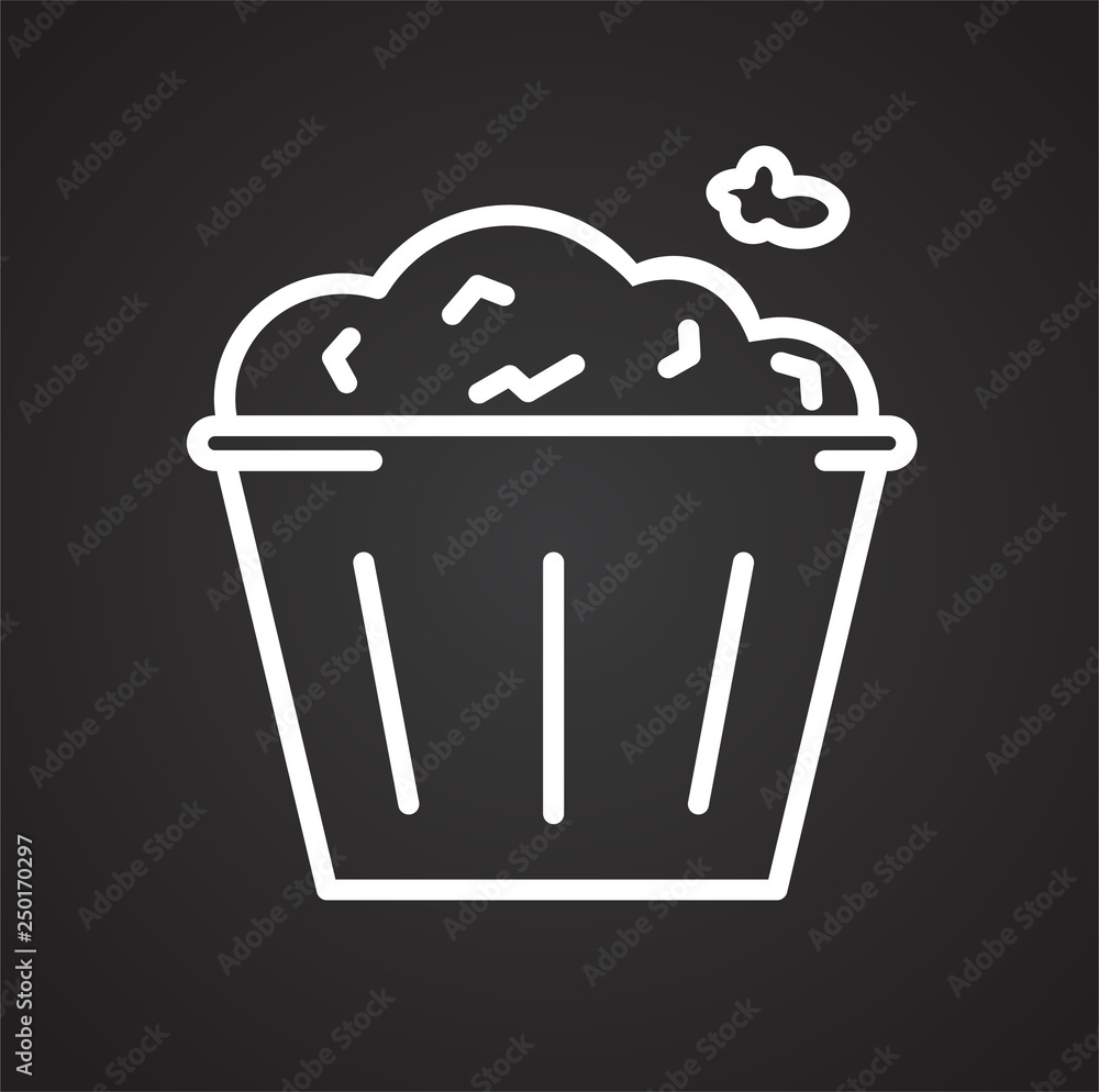 Poster popcorn outline icon on black background for graphic and web design, modern simple vector sign. inte