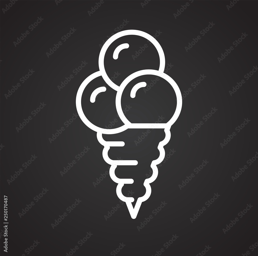 Poster ice cream outline icon on black background for graphic and web design, modern simple vector sign. in