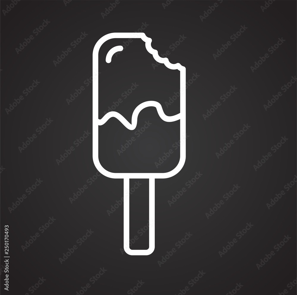Poster ice cream outline icon on black background for graphic and web design, modern simple vector sign. in