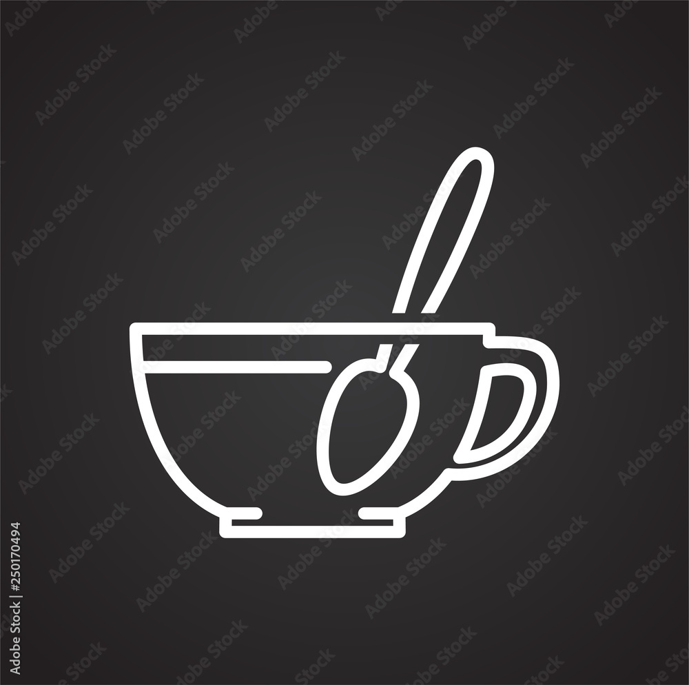 Poster hot drink outline icon on black background for graphic and web design, modern simple vector sign. in