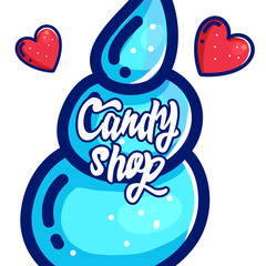 Candy shop hand drawn cartoon vector illustration