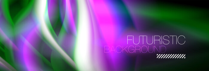 Fluid color neon wave lines background, neon liquid color futuristic paint template