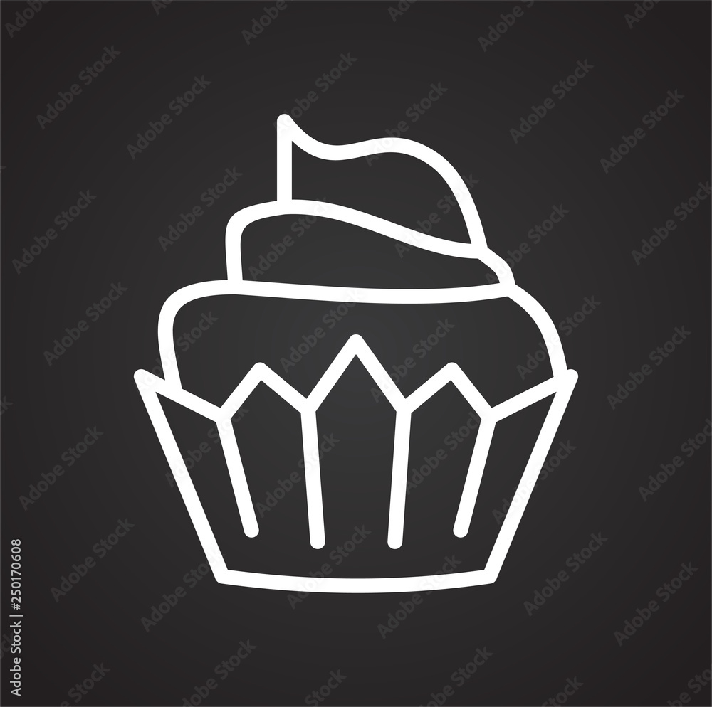 Poster muffin icon on black background for graphic and web design, modern simple vector sign. internet conc