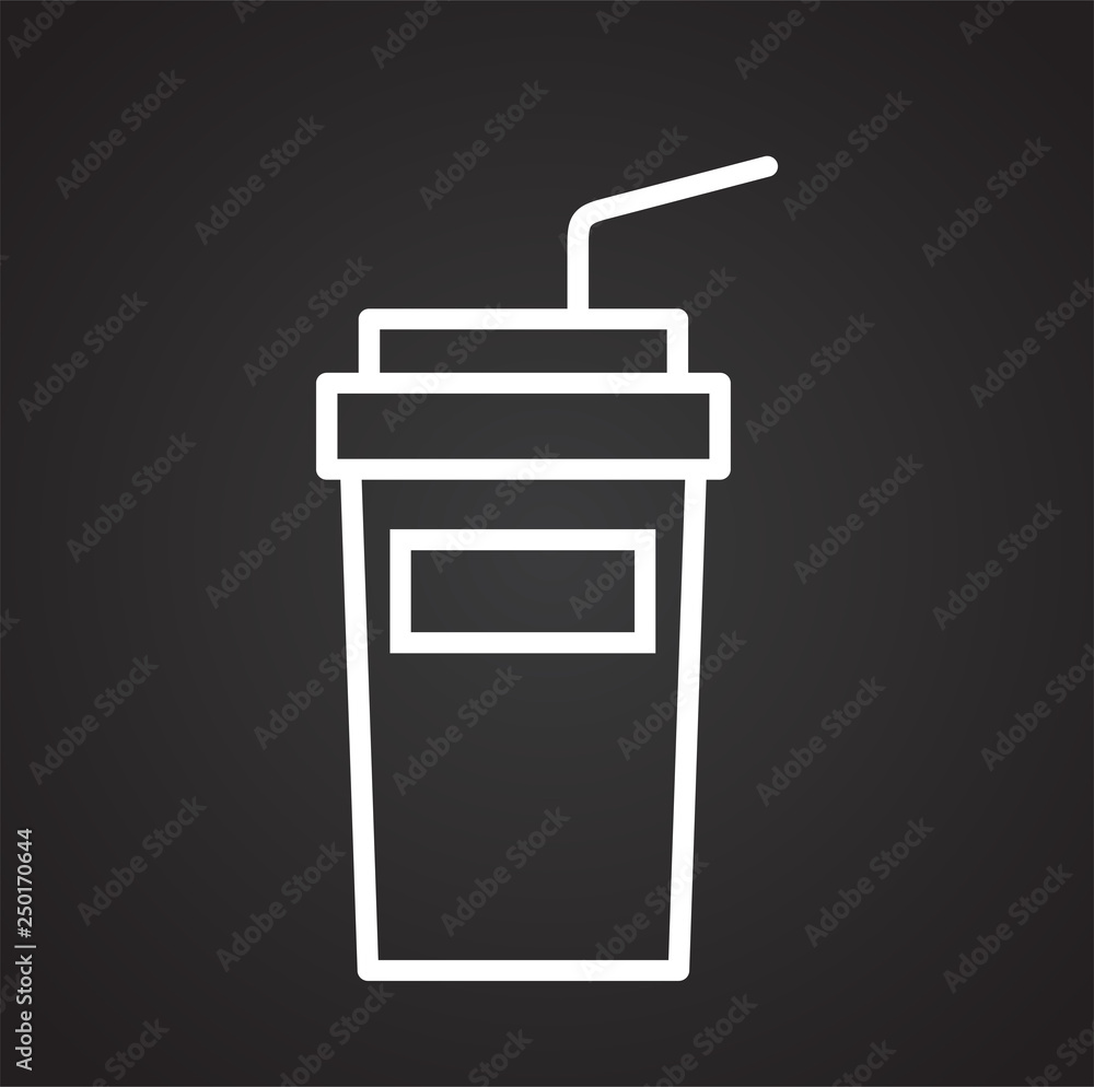 Poster fizzy drink icon on black background for graphic and web design, modern simple vector sign. internet