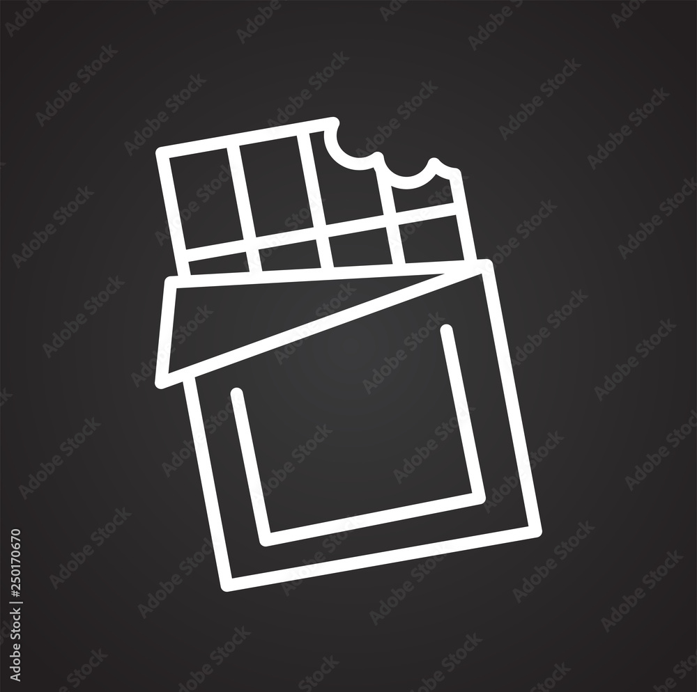 Poster chocolate outline icon on black background for graphic and web design, modern simple vector sign. in