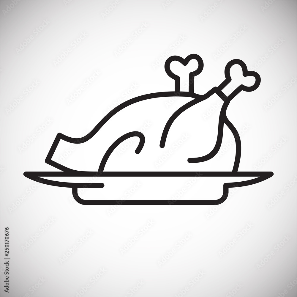Poster fried chicken outline icon on white background for graphic and web design, modern simple vector sign