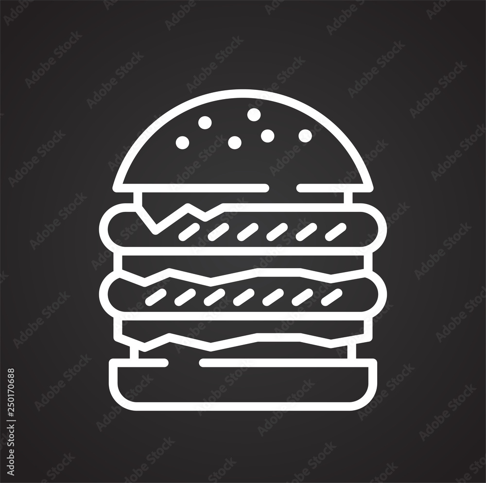 Aufkleber burger icon on black background for graphic and web design, modern simple vector sign. internet conc