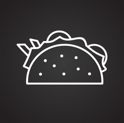 Taco icon on black background for graphic and web design, Modern simple vector sign. Internet concept. Trendy symbol for website design web button or mobile app