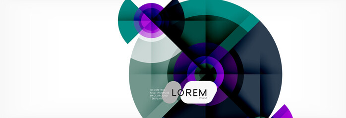 Obraz premium Minimal geometric circles and triangles abstract background, techno modern design, poster template