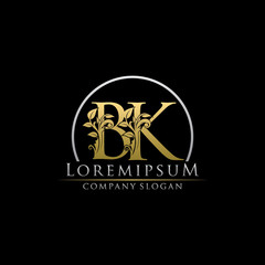 Luxury Gold BK Letter Logo - obrazy, fototapety, plakaty