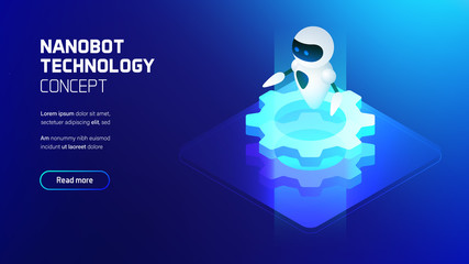 Artificial intelligence robot, nanotechnology industry conception, futuristic isometric illustration © CreativeCore