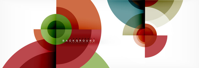 Fototapeta premium Minimal geometric circles and triangles abstract background, techno modern design, poster template
