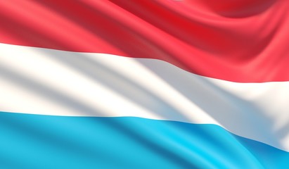 Flag of Luxembourg. Waved highly detailed fabric texture.