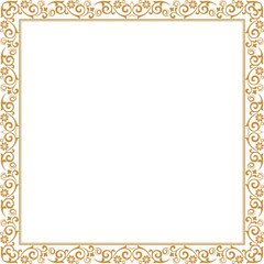 Decorative frame Elegant vector element for design in Eastern style, place for text. Floral golden border. Lace illustration for invitations and greeting cards.