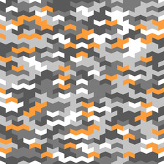 Fototapeta na wymiar Geometric vector pattern with gray, white and orange arrows. Geometric modern ornament. Seamless abstract background