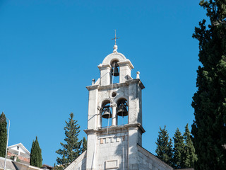 Christian church bell tower side view