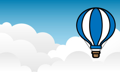 Hot air balloon float on blue sky background.