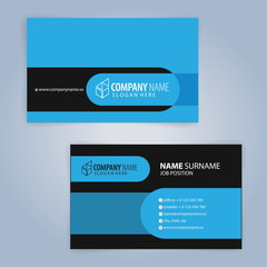 Fototapeta na wymiar Business card template. Blue and black, Illustration Vector10