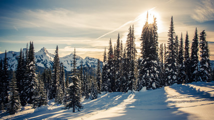 Snow at the mountains