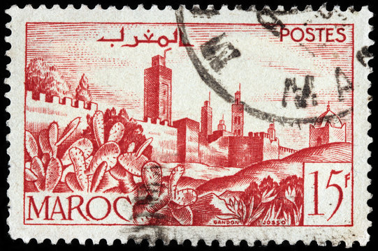 Walled town stamp