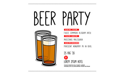 Beer Glass Invitation Design with Where and When Details