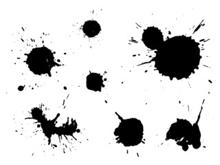 Collection of Ink blots isolated on white background