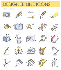 Graphic design line icons set on white background for graphic and web design, Modern simple vector sign. Internet concept. Trendy symbol for website design web button or mobile app - 250175403