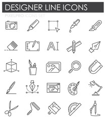 Graphic design line icons set on white background for graphic and web design, Modern simple vector sign. Internet concept. Trendy symbol for website design web button or mobile app