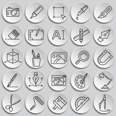 Graphic design line icons set on plates background for graphic and web design, Modern simple vector sign. Internet concept. Trendy symbol for website design web button or mobile app