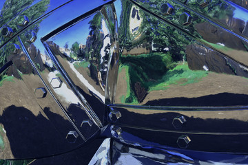 metallic shiny abstract design with color reflections
