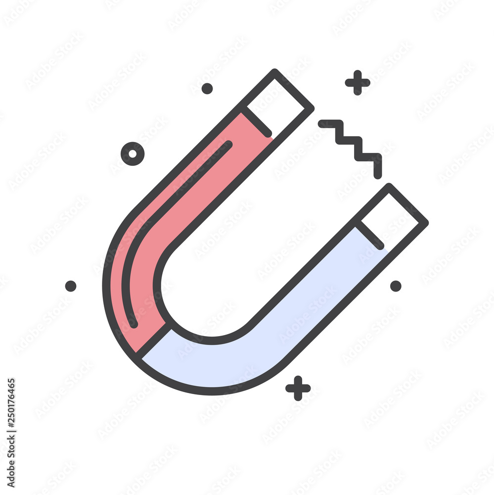 Poster magnet line icon on white background for graphic and web design, modern simple vector sign. internet