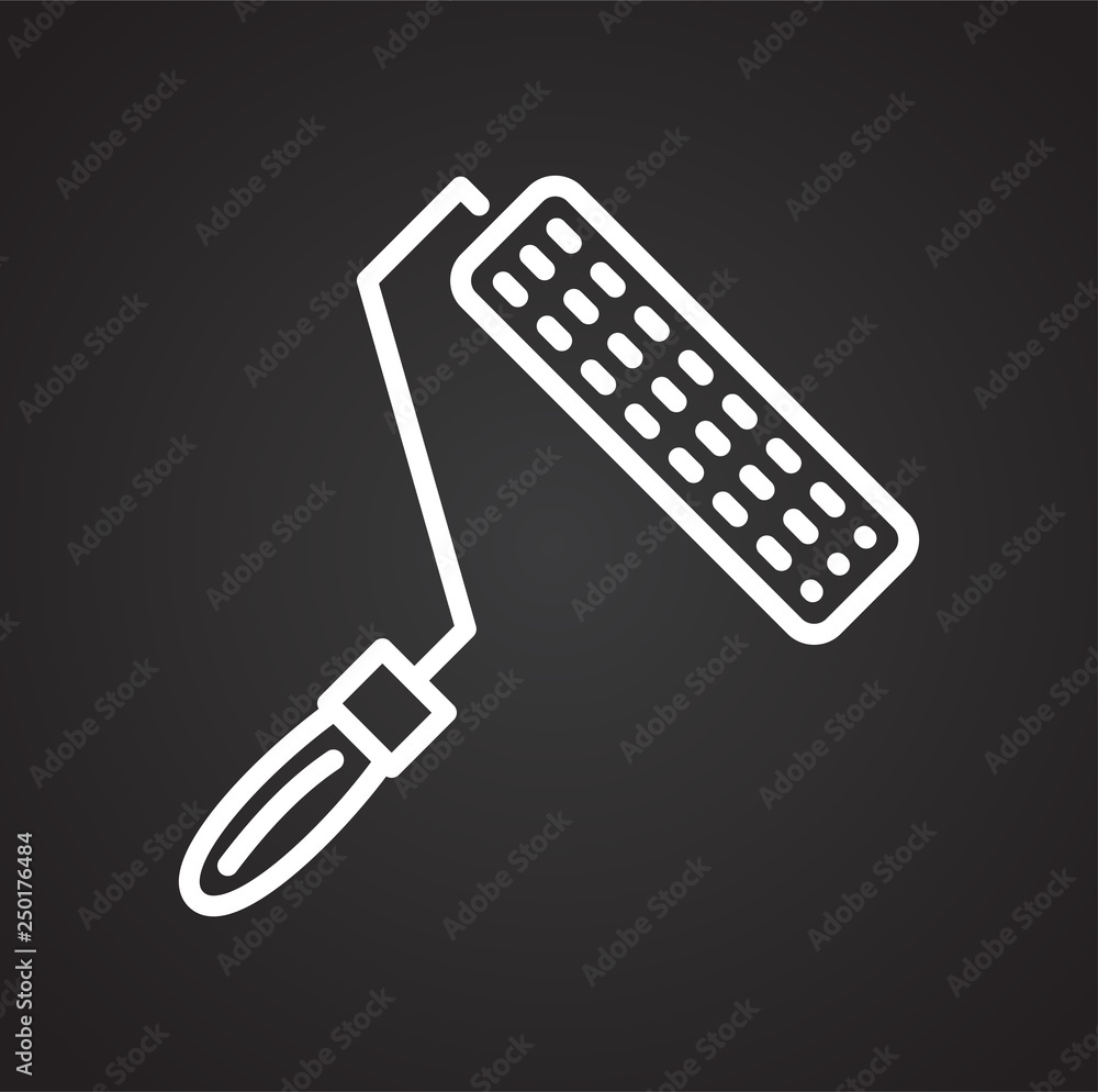 Fototapete Roller tool line icon on black background for graphic and web design, Modern simple vector sign. Internet concept. Trendy symbol for website design web button or mobile app