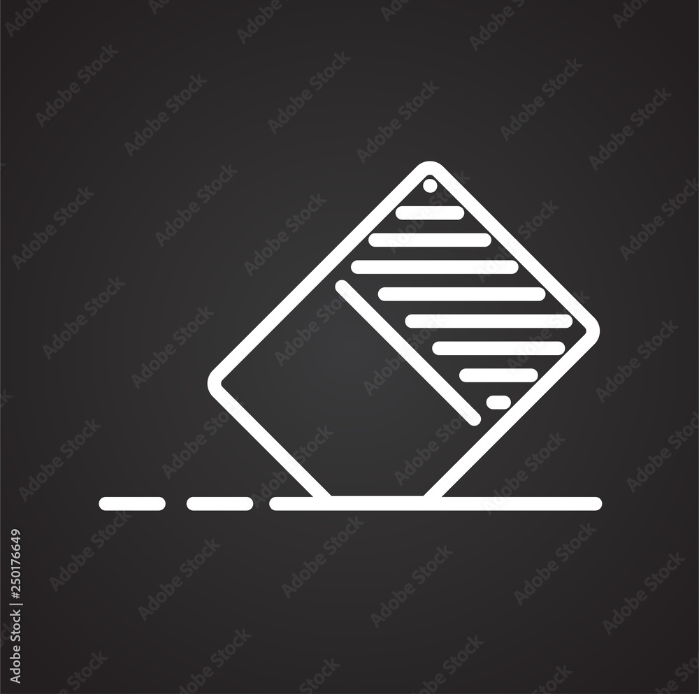 Fototapete Eraser line icon on black background for graphic and web design, Modern simple vector sign. Internet concept. Trendy symbol for website design web button or mobile app