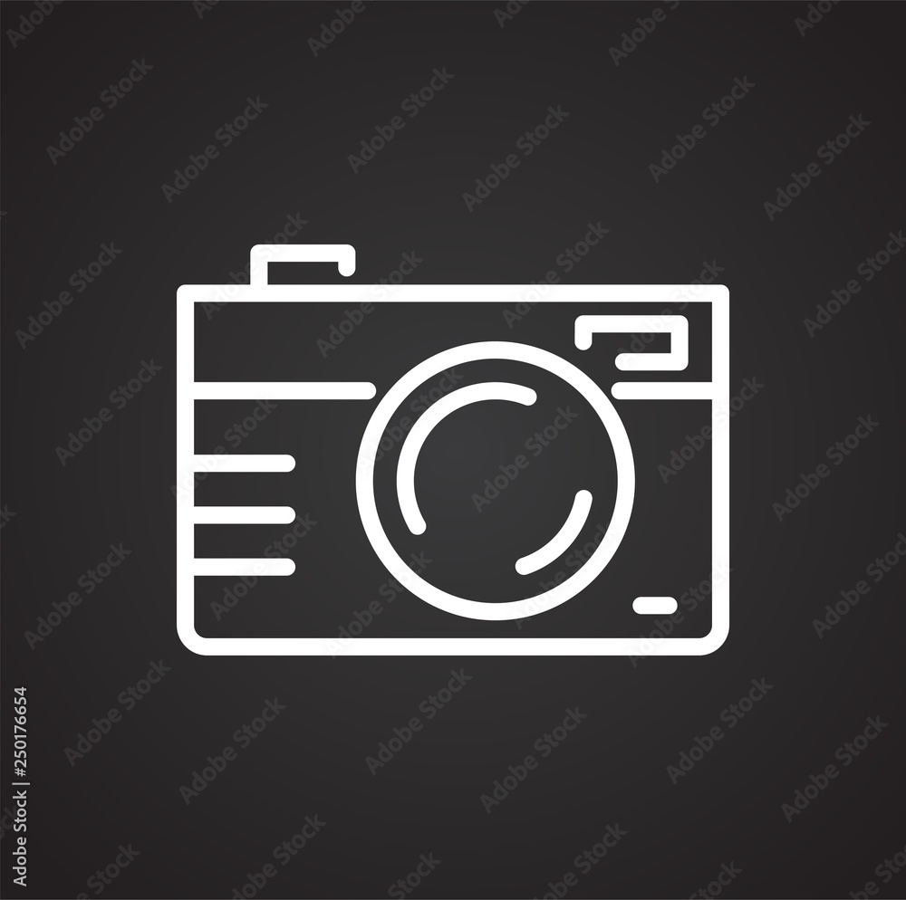 Fototapete Camera line icon on black background for graphic and web design, Modern simple vector sign. Internet concept. Trendy symbol for website design web button or mobile app