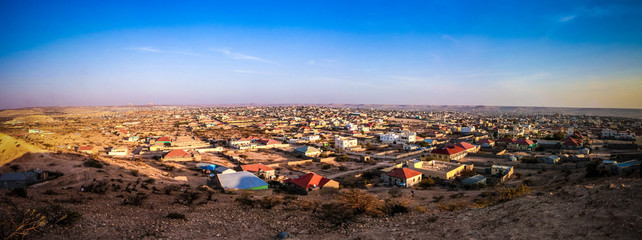 Aerial view to Hargeisa, biggest city of Somaliland Somalia - obrazy, fototapety, plakaty