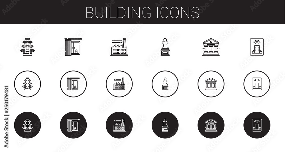 Poster building icons set