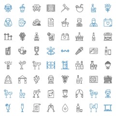 champagne icons set