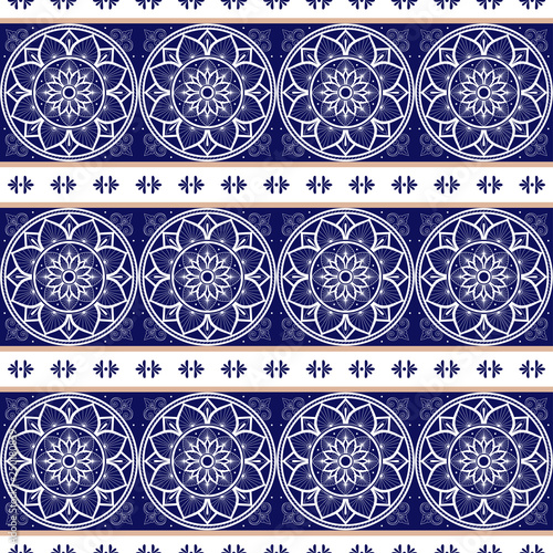 Delft Dutch Tile Pattern Vector Seamless With Border