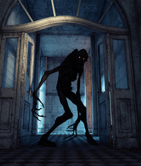 Creepy monster in a haunted house,3d rendering © Joe Therasakdhi
