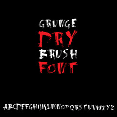 Grungy modern dry brush lettering. Handdrawn grunge ink font. Vector illustration.