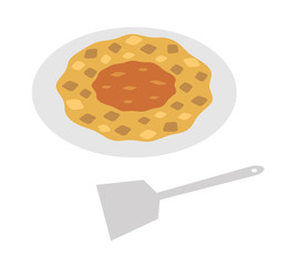 もんじゃ焼きとヘラ