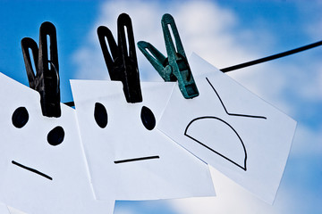 Emotions of sadness and joy close-up