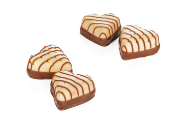 chocolate hearts isolated on white