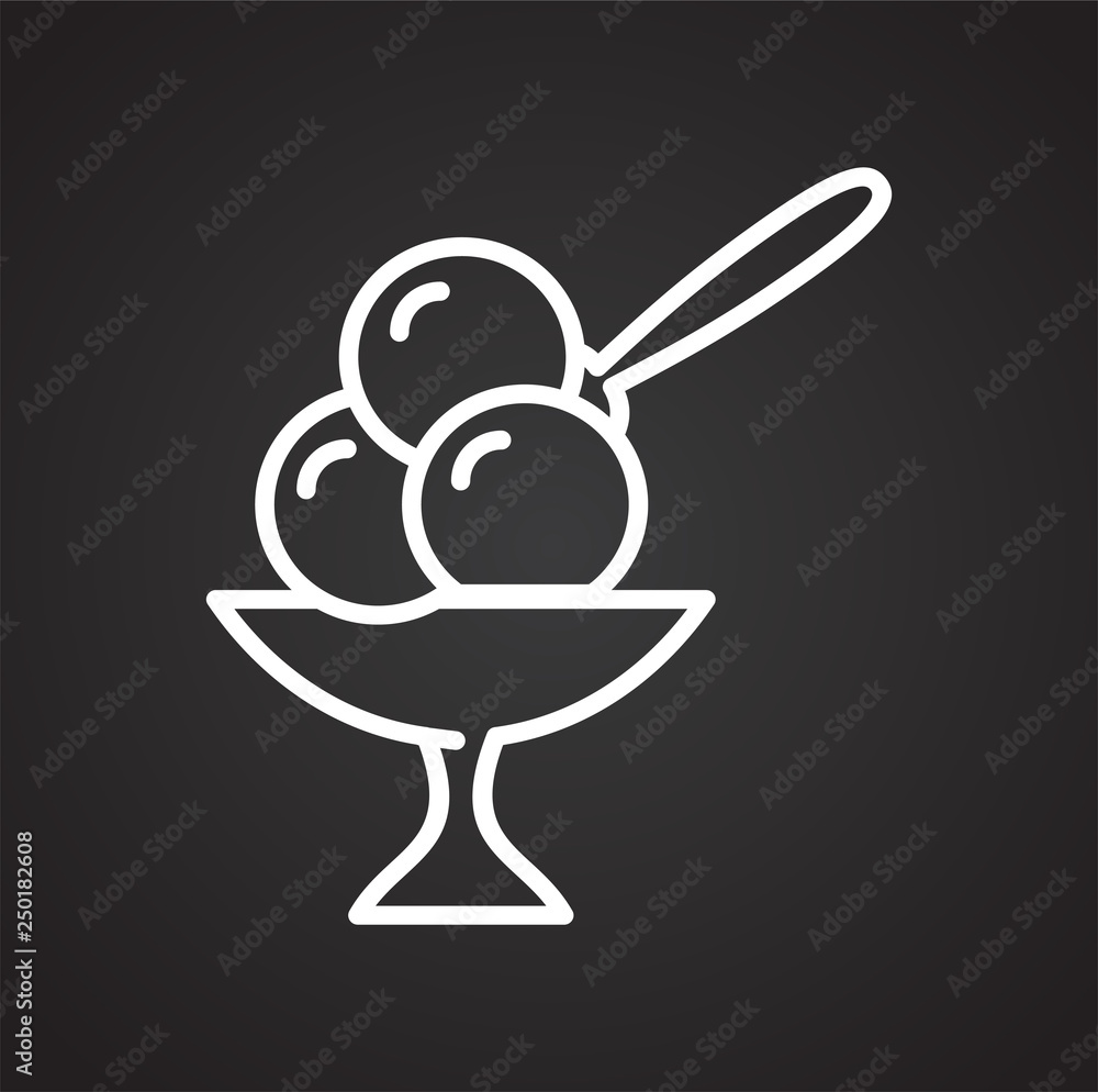Poster ice cream outline icon on black background for graphic and web design, modern simple vector sign. in
