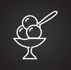 Ice cream outline icon on black background for graphic and web design, Modern simple vector sign. Internet concept. Trendy symbol for website design web button or mobile app