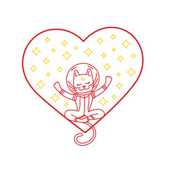Cat with heart and stars. Vector illustration - 250182639