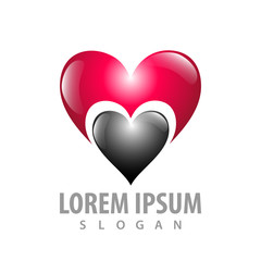 Shiny love heart logo concept design. Symbol graphic template element vector