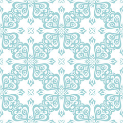 Blue floral pattern on white. Seamless background