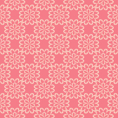 Floral seamless pattern. Beige flower design on pink background